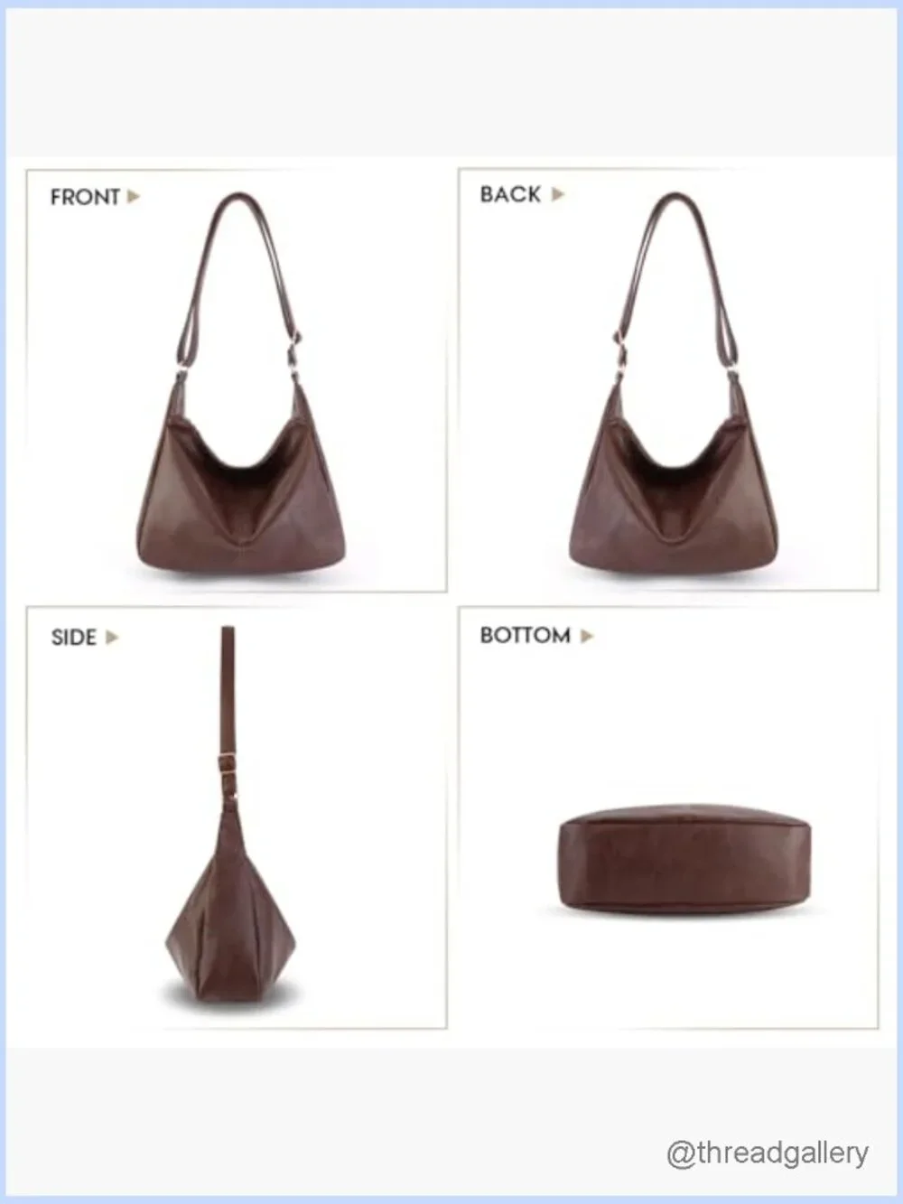 Soft Vegan Leather Hobo Bag Crossbody Padded Laptop Pocket